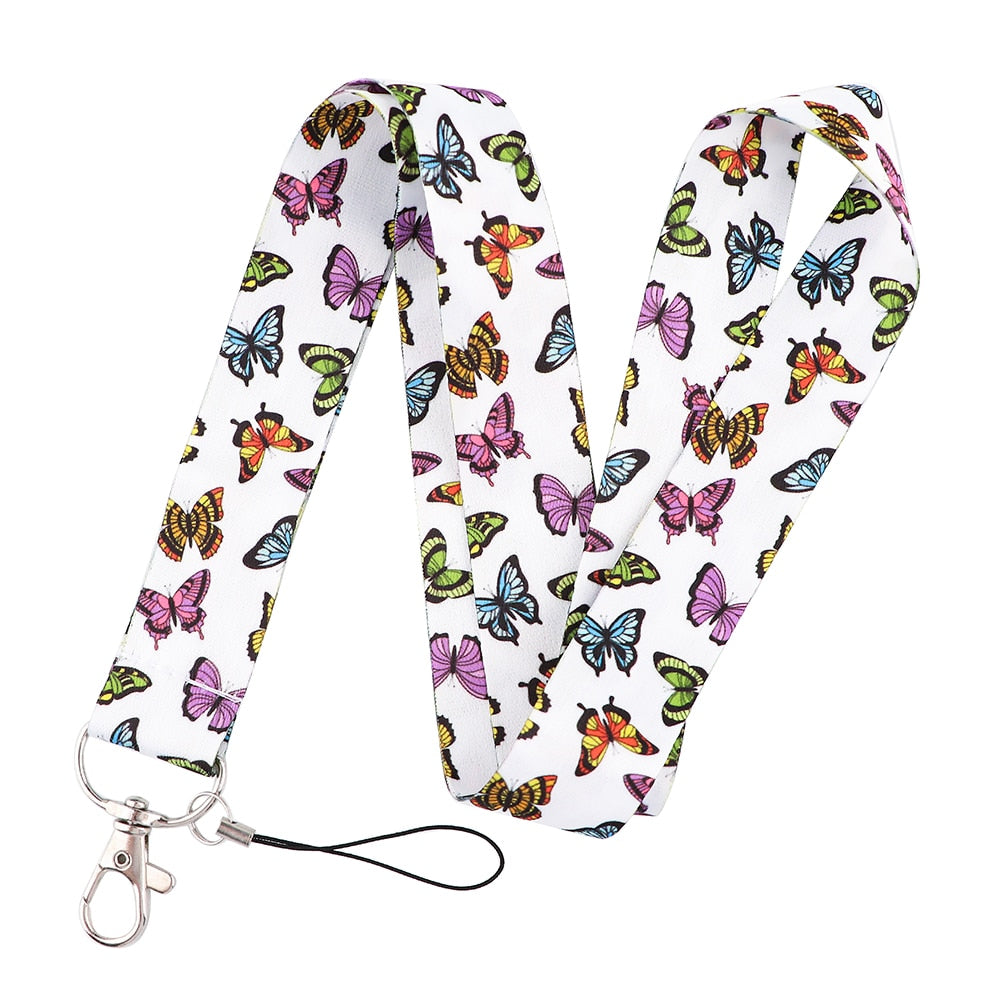 Wholesale Monarch Butterfly Lanyard Business Credit Card Holder Neck Strap Keychain Hang Rope ID Badge Holder Lariat Lasso