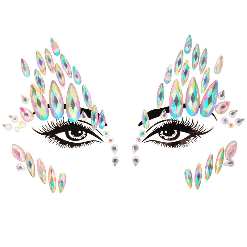 3D Acrylic Glitter Rhinestone Temporary Sexy Face Tattoo Sticker DIY Kids Holiday Party Masquerade Body Facial Jewelry Tattoo