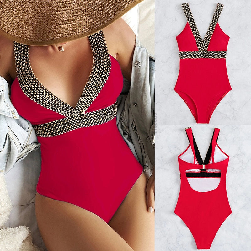 Riseado Sexy Push Up Swimsuit One Piece Swimwear Women 2023 Black Bathing Suit Stitch Detail One-pieces Swimming Suit for Women