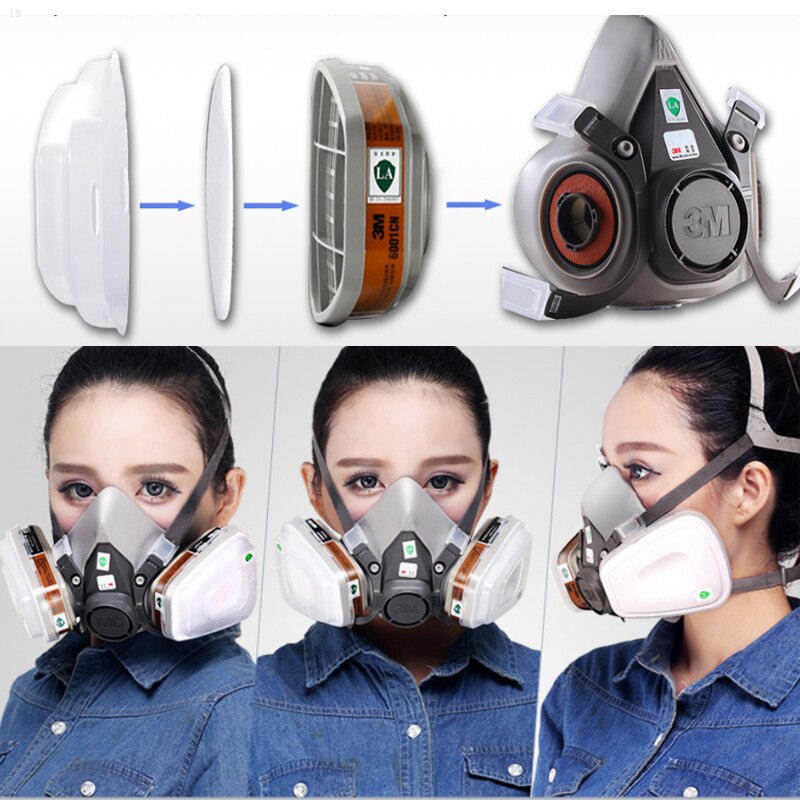 3M 6200 Gas Mask Gas-Proof Half Face Mask Series Combination Matched with 6001/2091/5n11 Filters Chemical Organic Protection