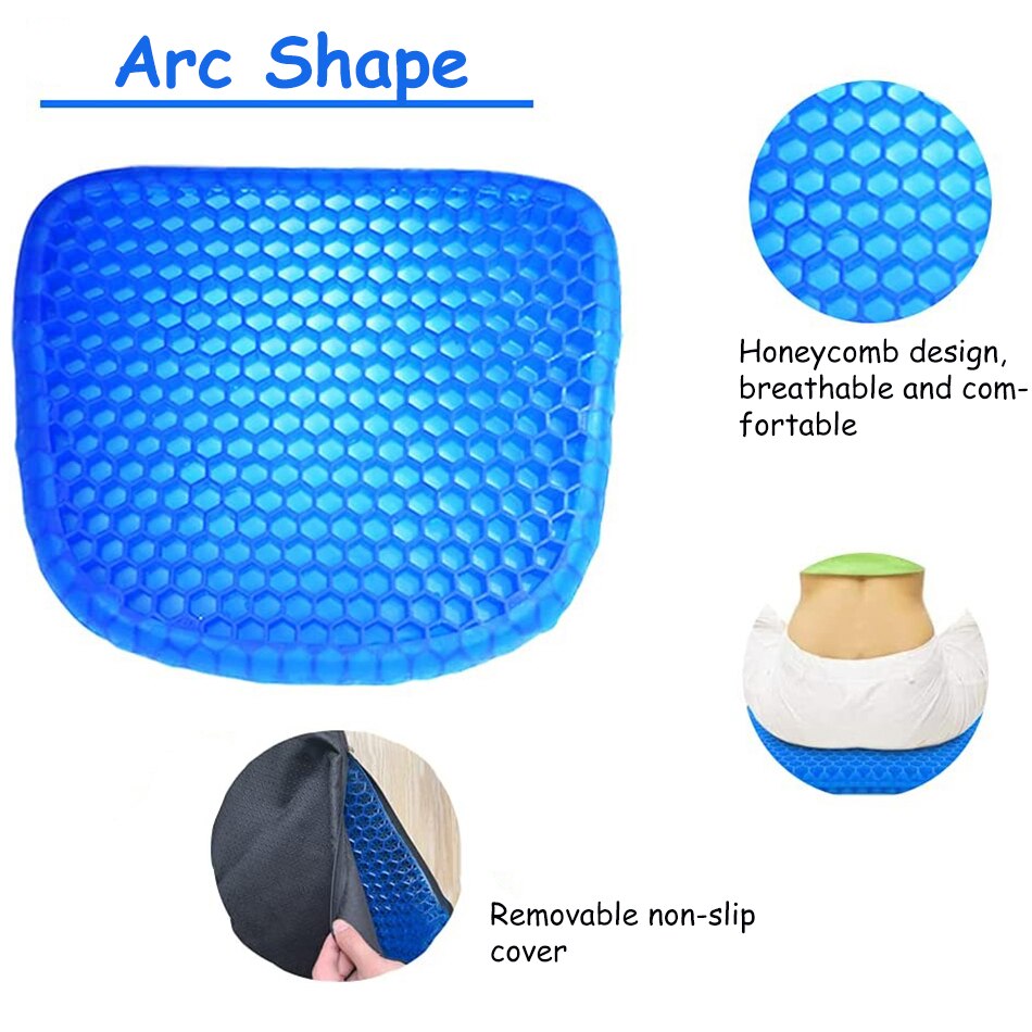 Summer Gel Seat Cushion Breathable Honeycomb Design For Pressure Relief Back Tailbone Pain - Home Office Chair Cars Wheelchair