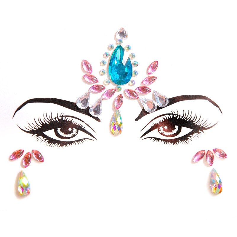 3D Acrylic Glitter Rhinestone Temporary Sexy Face Tattoo Sticker DIY Kids Holiday Party Masquerade Body Facial Jewelry Tattoo