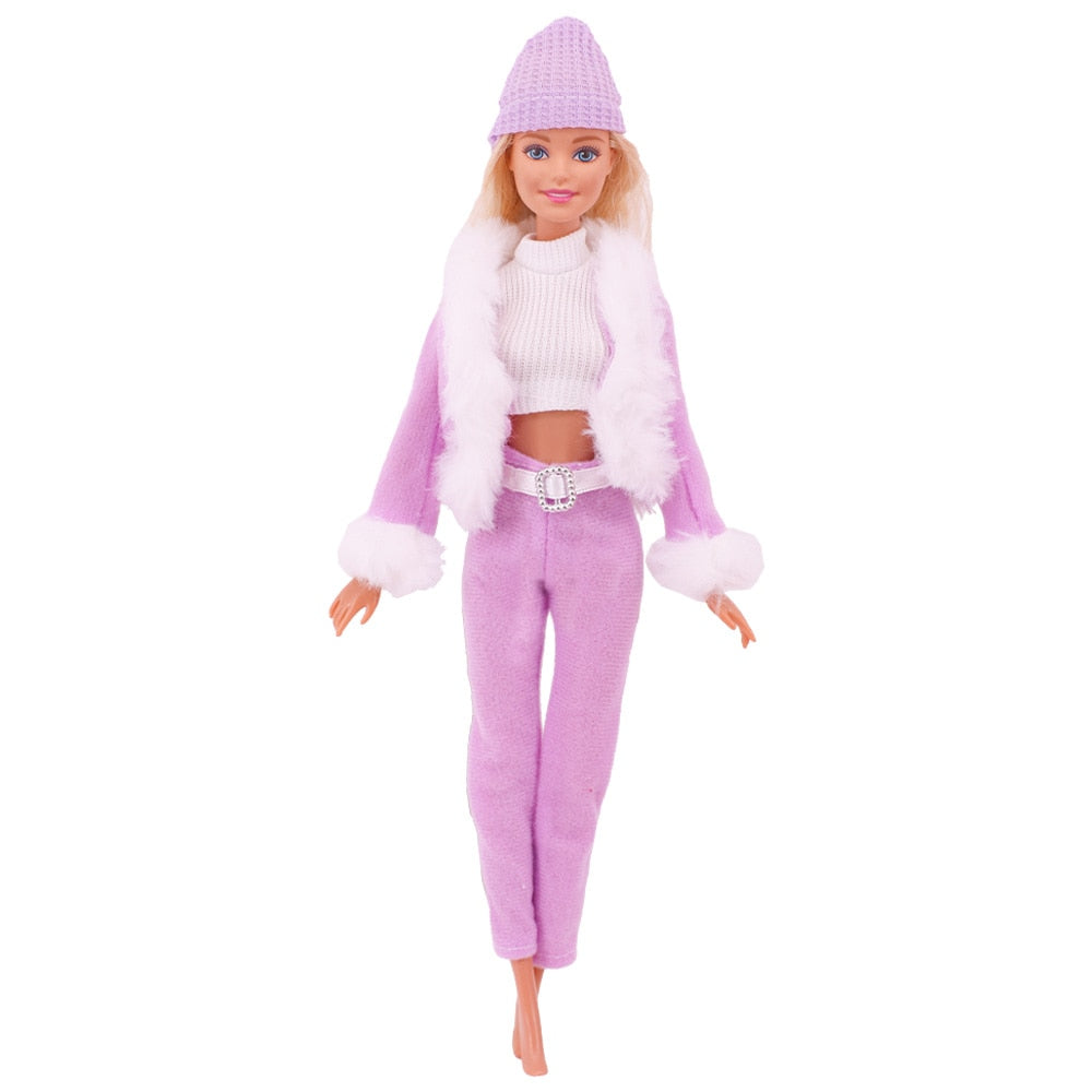 30Cm Purple Barbies Doll Clothes,Fashion Coat,Pants,Dress,  11.8 Inch Dolls,Gift,Barbies Accesories,Miniature Items