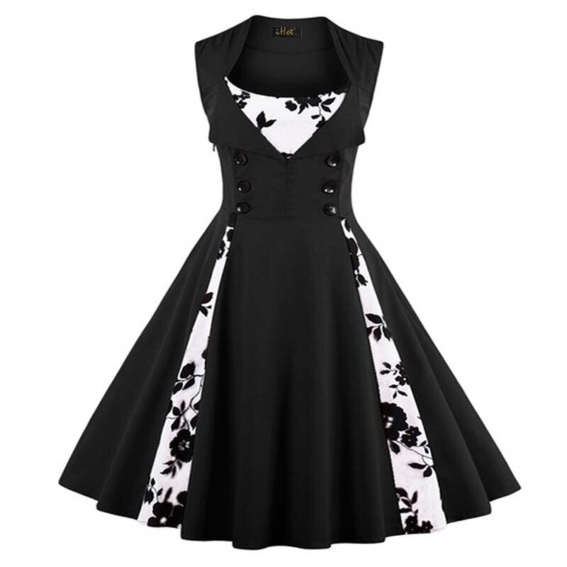 S-5XL Women Robe Retro Vintage Dress 50s 60s Rockabilly Dot Swing Pin Up Summer Party Dresses Elegant Tunic Vestidos Casual