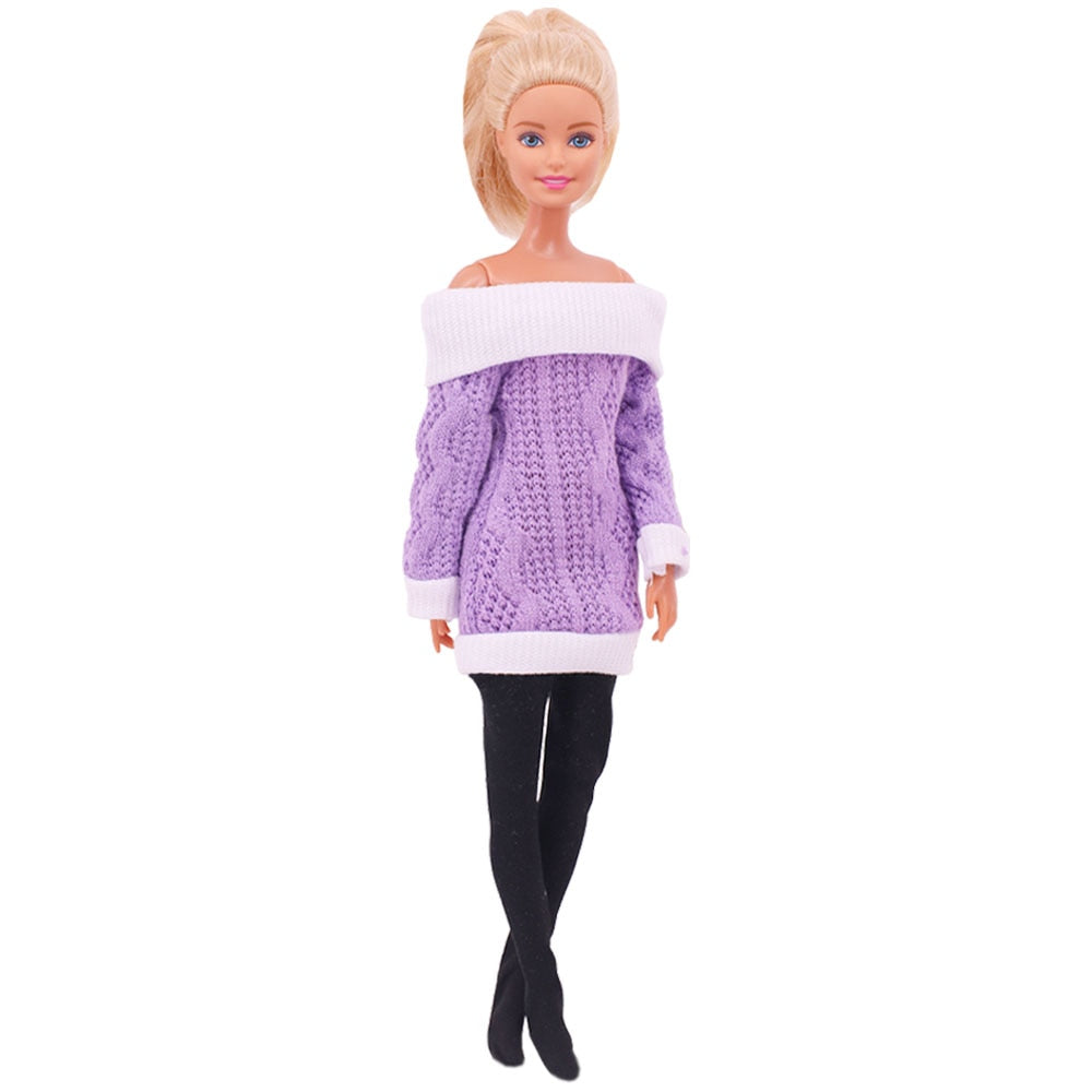 30Cm Purple Barbies Doll Clothes,Fashion Coat,Pants,Dress,  11.8 Inch Dolls,Gift,Barbies Accesories,Miniature Items