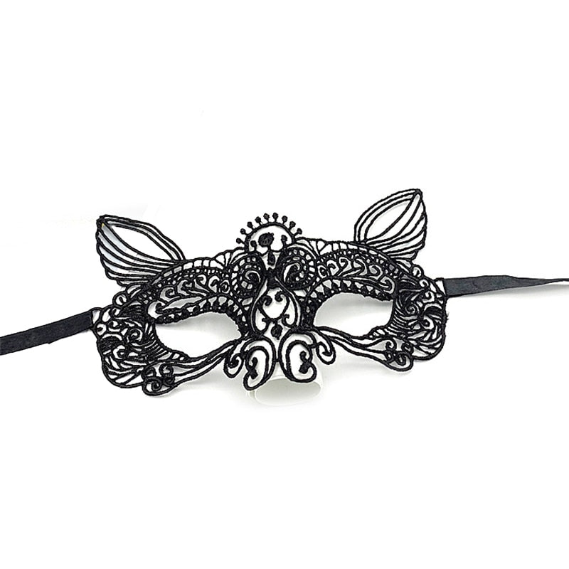 Women Hollow Lace Masquerade Face Mask Sexy Cosplay Prom Party Props Costume Halloween Masquerade Mask Nightclub Queen Eye Mask