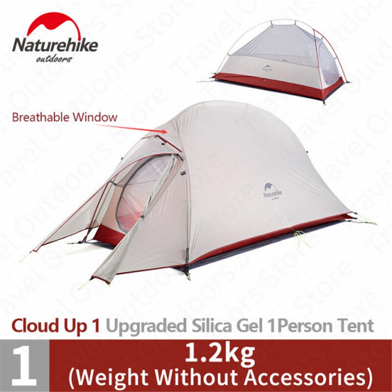 Naturehike tent Upgrade Cloud Up 1 2 3 Persons Camping Tent Outdoor 20D Silicone Ultralight Tent With Free Mat NH17T001-T