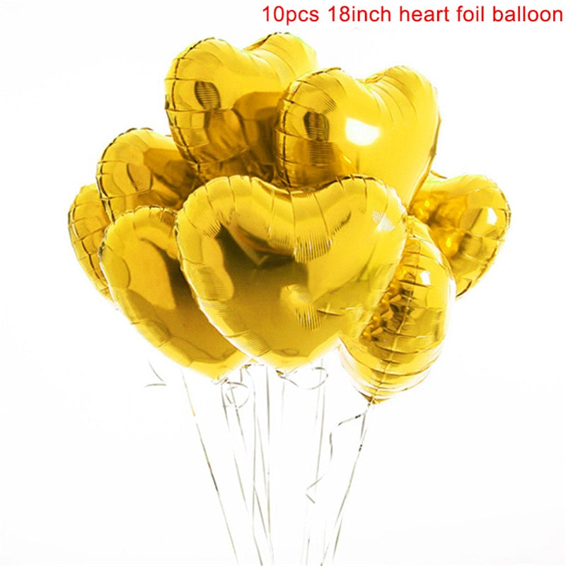 10pcs Multi Rose Gold Heart Foil Balloons Helium Balloon Kids Birthday Party Decorations Wedding Balloons Baby Shower Supplies