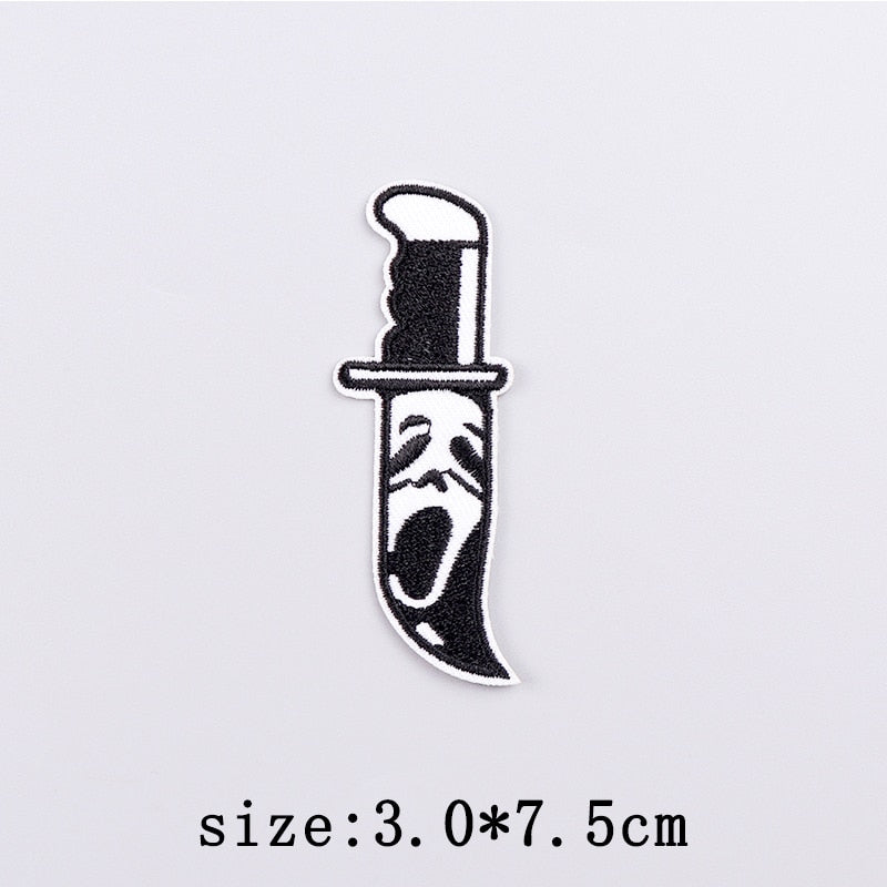 Horror Punk Embroidery Patch Iron On Patches For Clothing Embroidered Patches For Clothes Movie Role Fusible Patch Sticker Badge
