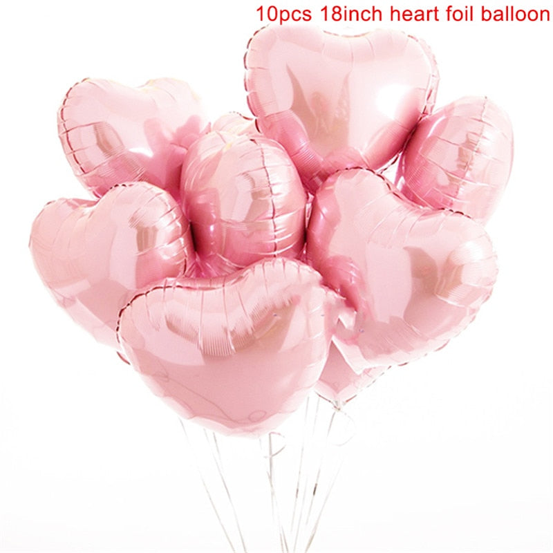 10pcs Multi Rose Gold Heart Foil Balloons Helium Balloon Kids Birthday Party Decorations Wedding Balloons Baby Shower Supplies