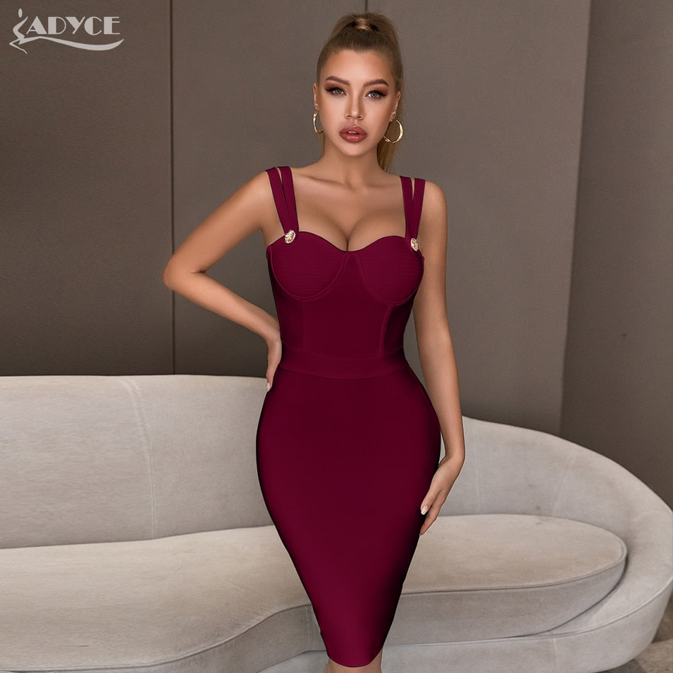 Adyce 2023 New Summer Green Bandage Dress Women Sexy Sleeveless Spaghetti Strap Red Club Celebrity Evening Party Dress Vestidos