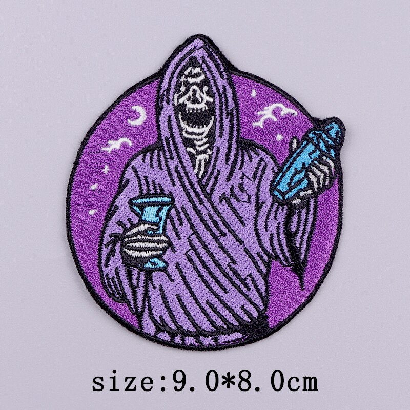 Horror Punk Embroidery Patch Iron On Patches For Clothing Embroidered Patches For Clothes Movie Role Fusible Patch Sticker Badge