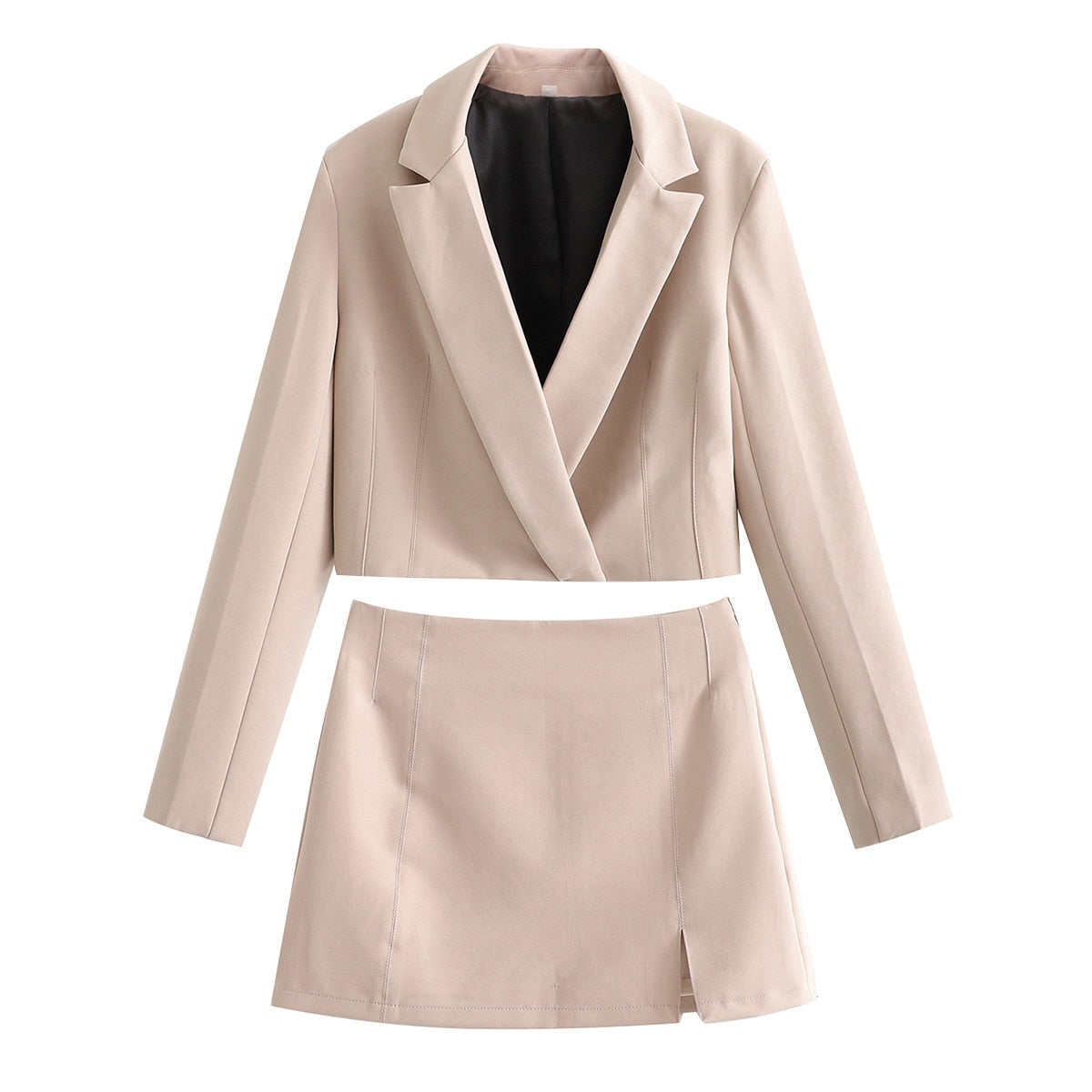 Willshela Two piece set Women suits Cropped Blazer and Mini Skirt Elegant High Fashion Chic Lady 2 piece set Women blazer set