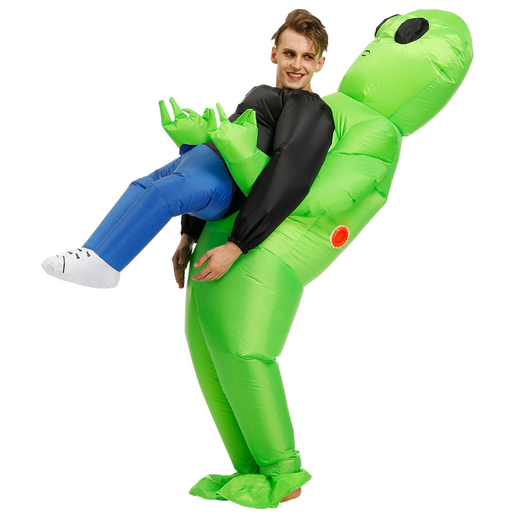Kids Adult ET Alien Inflatable Costume Anime Suits Dress Mascot Halloween Party Cosplay Costumes for Man Woman Boys Girls