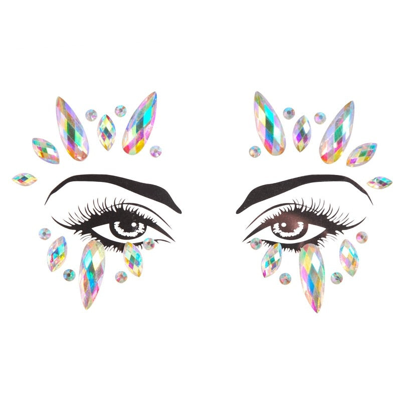 3D Acrylic Glitter Rhinestone Temporary Sexy Face Tattoo Sticker DIY Kids Holiday Party Masquerade Body Facial Jewelry Tattoo