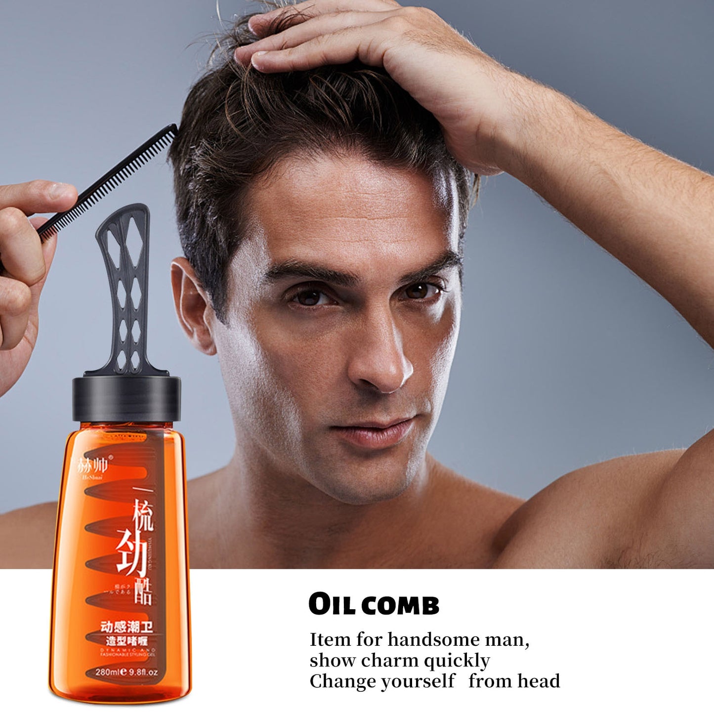 Professional 2-in-1 Hair Wax Gel With Comb Long-lasting Fluffy Hair Pomade Wax Mud Men Hair Cream Salon Styling Gel Tool