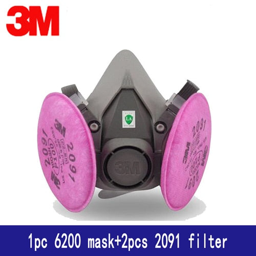 3M 6200 Gas Mask Gas-Proof Half Face Mask Series Combination Matched with 6001/2091/5n11 Filters Chemical Organic Protection