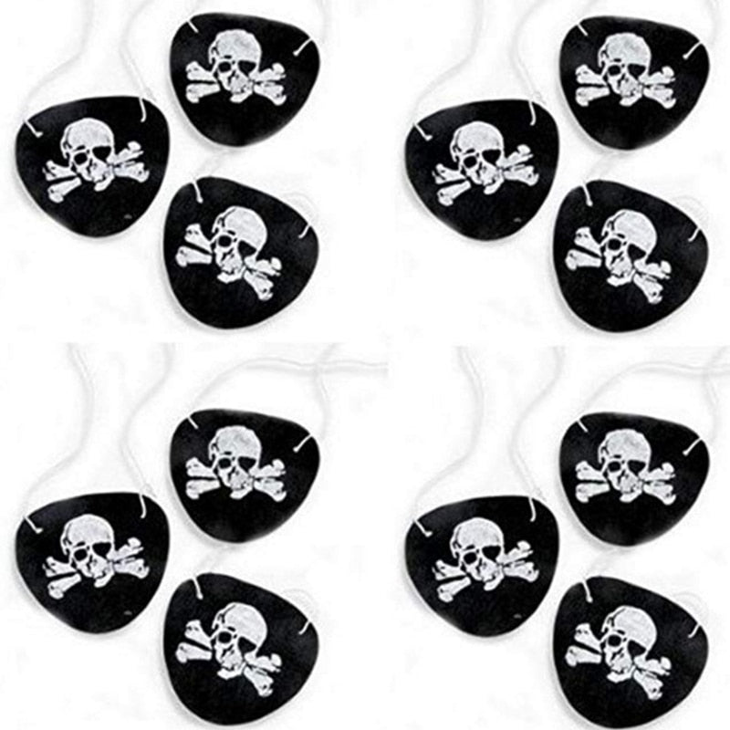 12Pcs Pirate Eye Patches Skeleton Eye Mask Felt One Eye Skeleton Captain Eye Patches for Halloween Pirate Theme Party Decoration