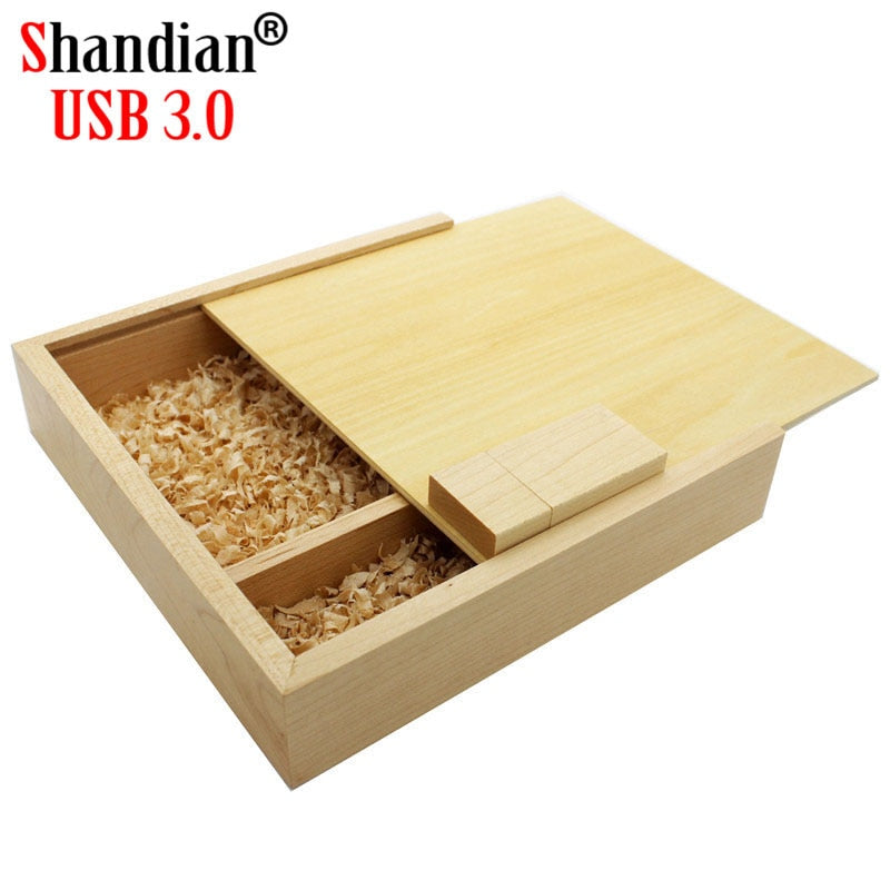 SHANDIAN Wood Album Style High Speed USB 3.0 4GB 8GB 16GB Fashion Gift 32GB 64GB USB+BOX Wedding Photography Free Custom LOGO