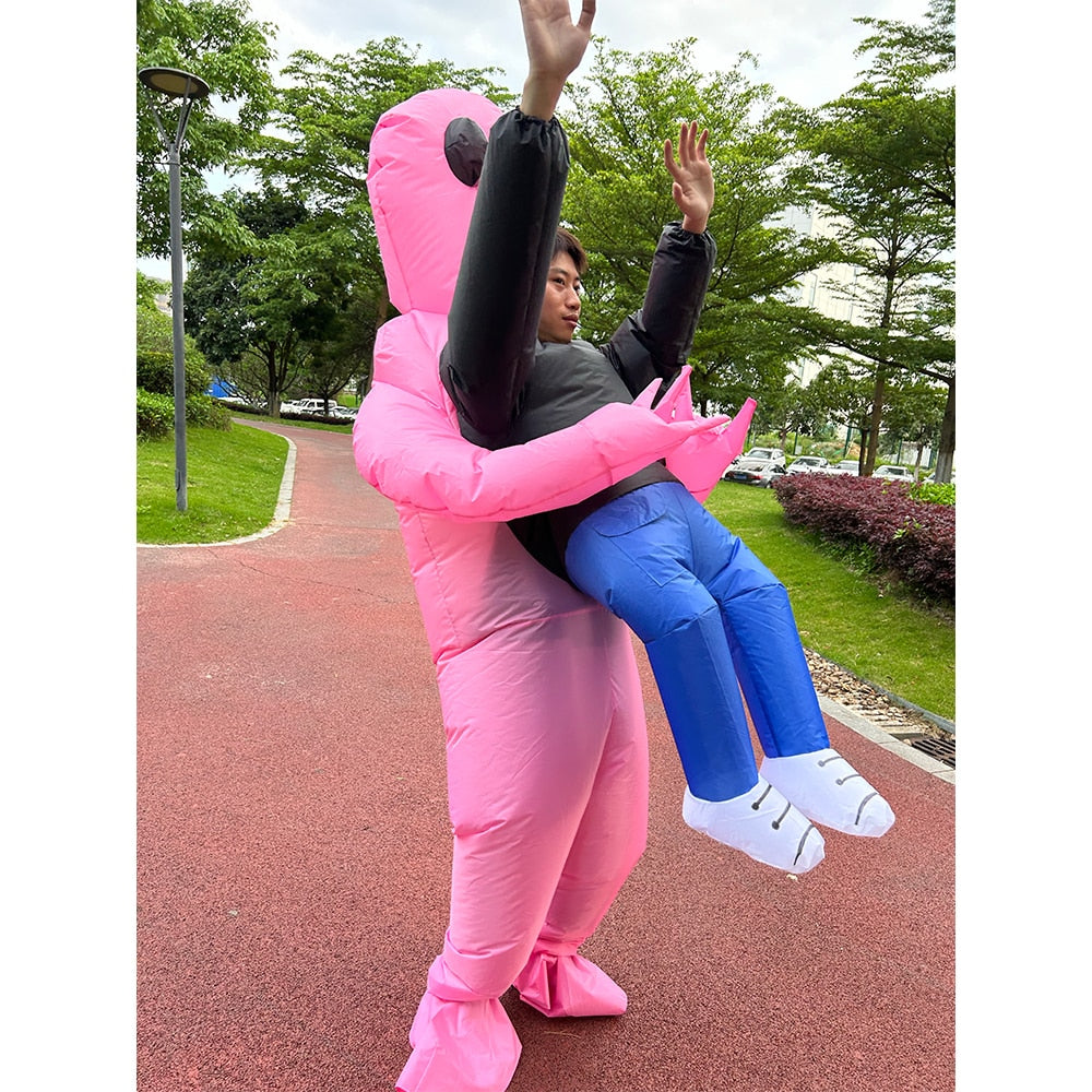 Kids Adult ET Alien Inflatable Costume Anime Suits Dress Mascot Halloween Party Cosplay Costumes for Man Woman Boys Girls