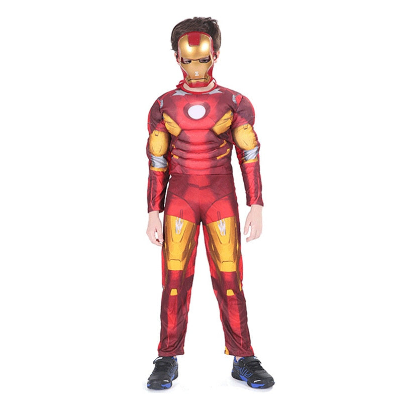 Marvel Superhero Spider Man Captain America Iron Man Thor Hulk Cosplay Costume Muscle Bodysuit Jumpsuit for Kids Halloween Party