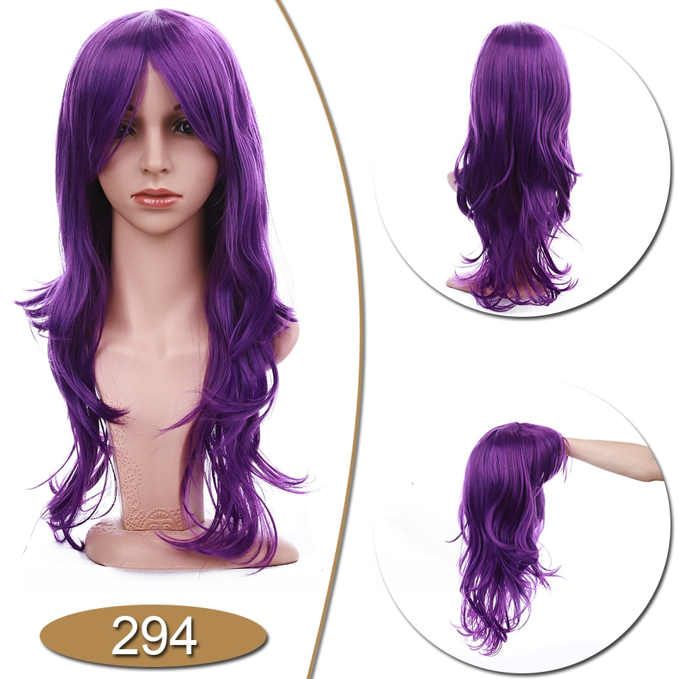 S-noilite Synthetic 28colors 22inch Loose Wave Wigs Halloween Cosplay Wig Blue Red Pink Grey Purple Hair Wig Cosplay for party