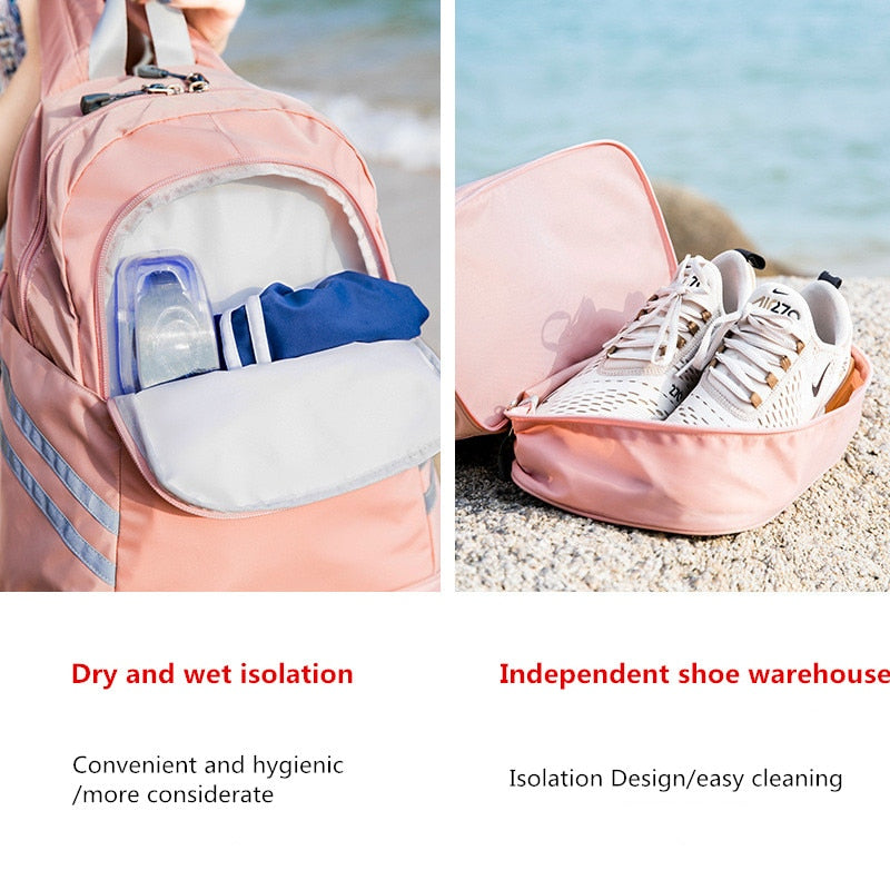 Multifunction Backpack Women's Yoga Swim Sports Fitness Organizer Pouch Waterproof Travel Clothes Shoes Ipad Storage Accessories