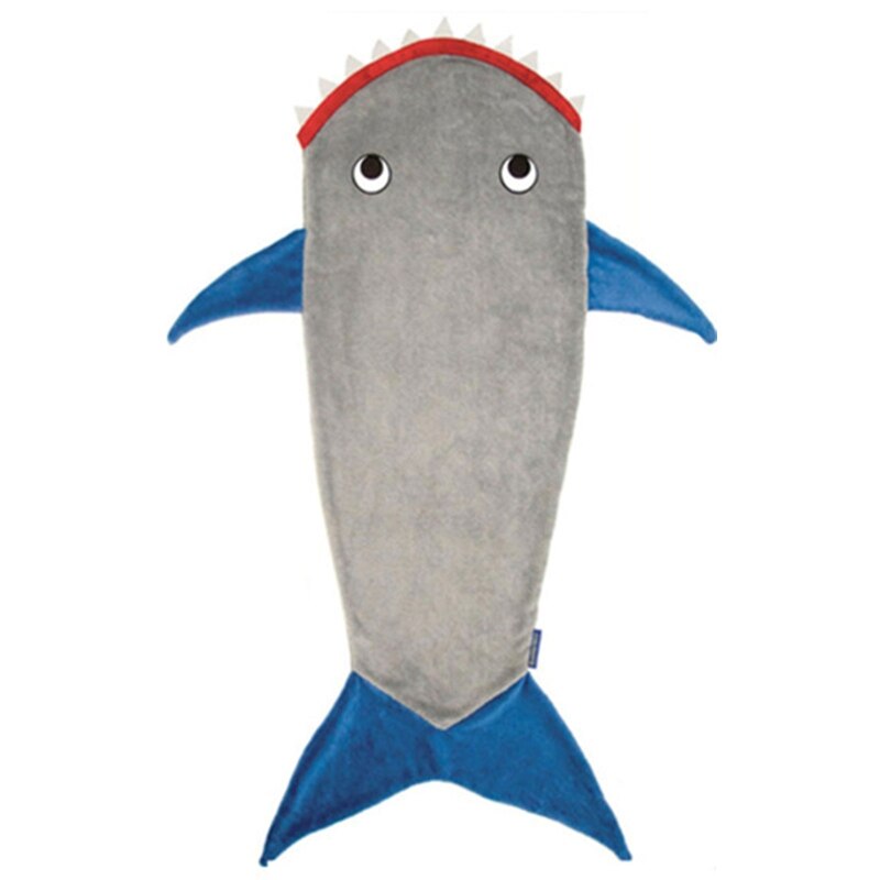 Children Shark Sleeping Bag Ultra-soft Fluffy Flannel Fishtail Blanket Kids Boys Girls Wearable Sleepsack