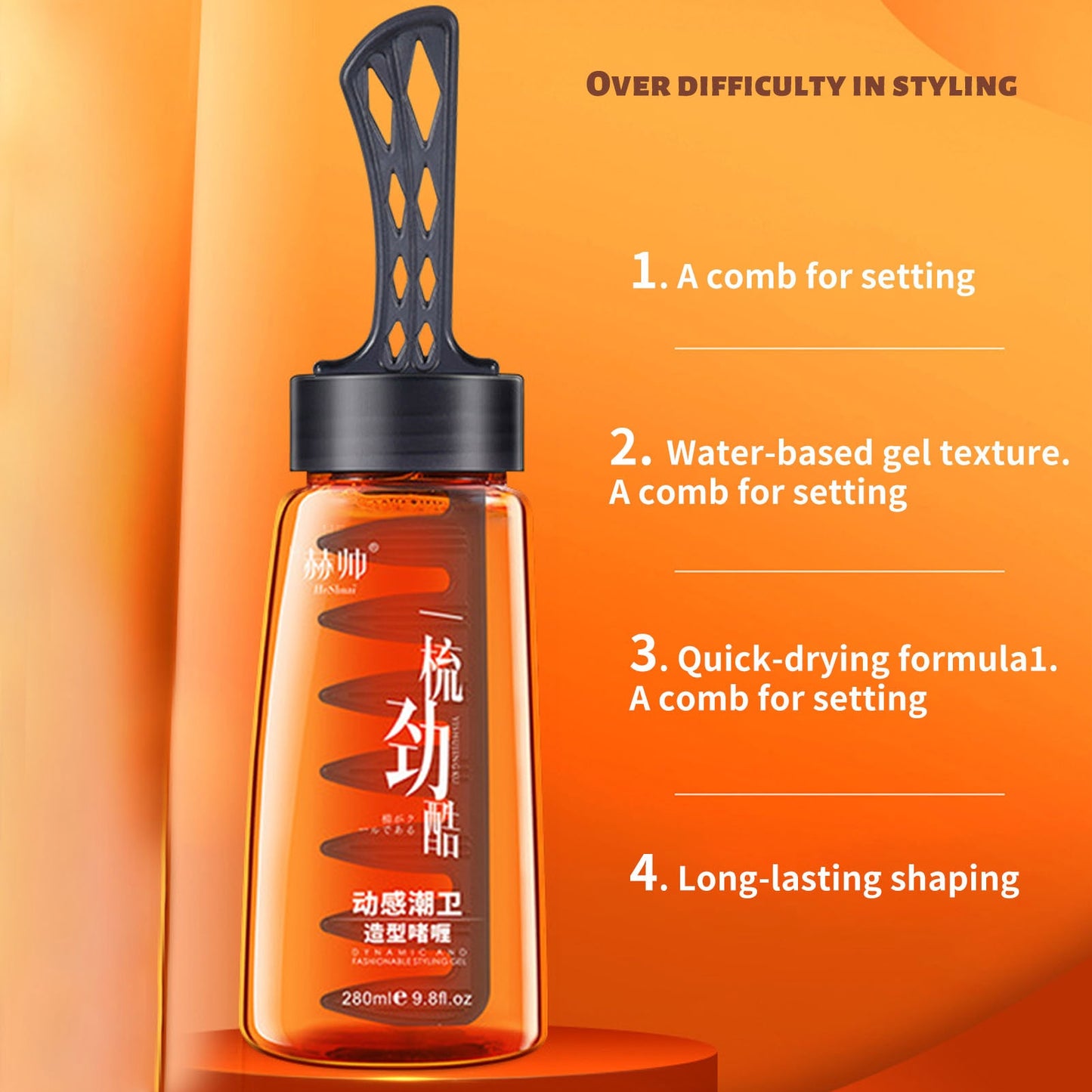 Professional 2-in-1 Hair Wax Gel With Comb Long-lasting Fluffy Hair Pomade Wax Mud Men Hair Cream Salon Styling Gel Tool