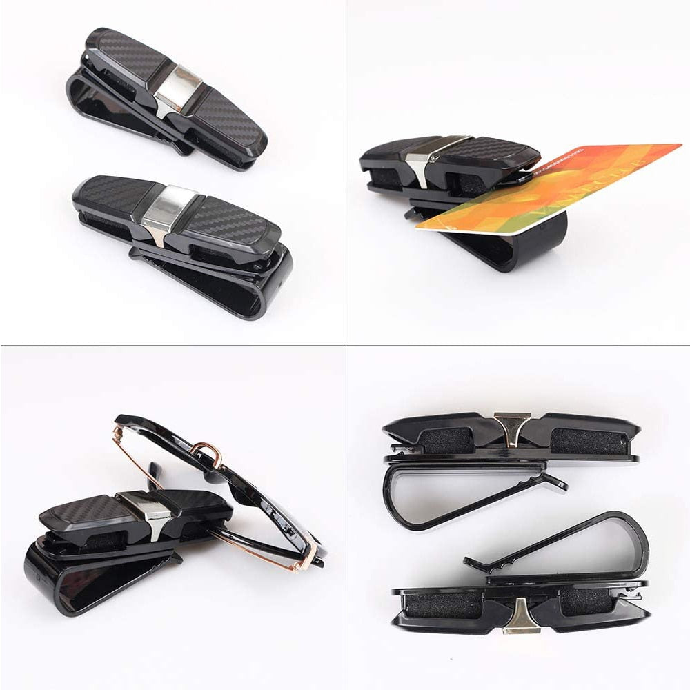 Car Glasses Case Auto Sun Visor Glasses Holder Sunglasses Clip Card Ticket Holder Pen Case Clip Box Universal Accessories