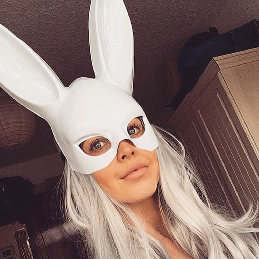 Cosplay Mask Sexy Costume Women's Accessories Halloween Bunny Bar Nightclub Props for Half Face Rabbit Ears Masks Anime Latex