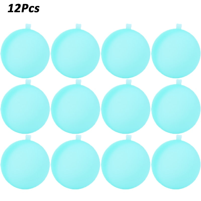 12pcs Reusable Water Fighting Balls Adults Kids Summer Swimming Pool Silicone Water Playing Toys Pool Water Bomb Balloons Games