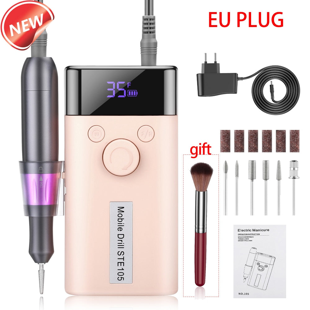 INBUTY 35000RPM Nail Drill Manicure Set Electric Nail Drill Machine Rechargeable Salon Gel Nail Polish Sander Professional Tool