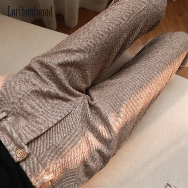 Woolen Pants Women's Harem Pencil Pants 2023 Autumn Winter High Waisted Casual Suit Pants Office Lady Women Trousers