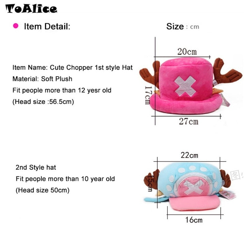 Cute Japanese Anime Hat Cap Tony Chopper Cosplay Plush Cap Hat Halloween Cartoon Hats & Caps JHD10020