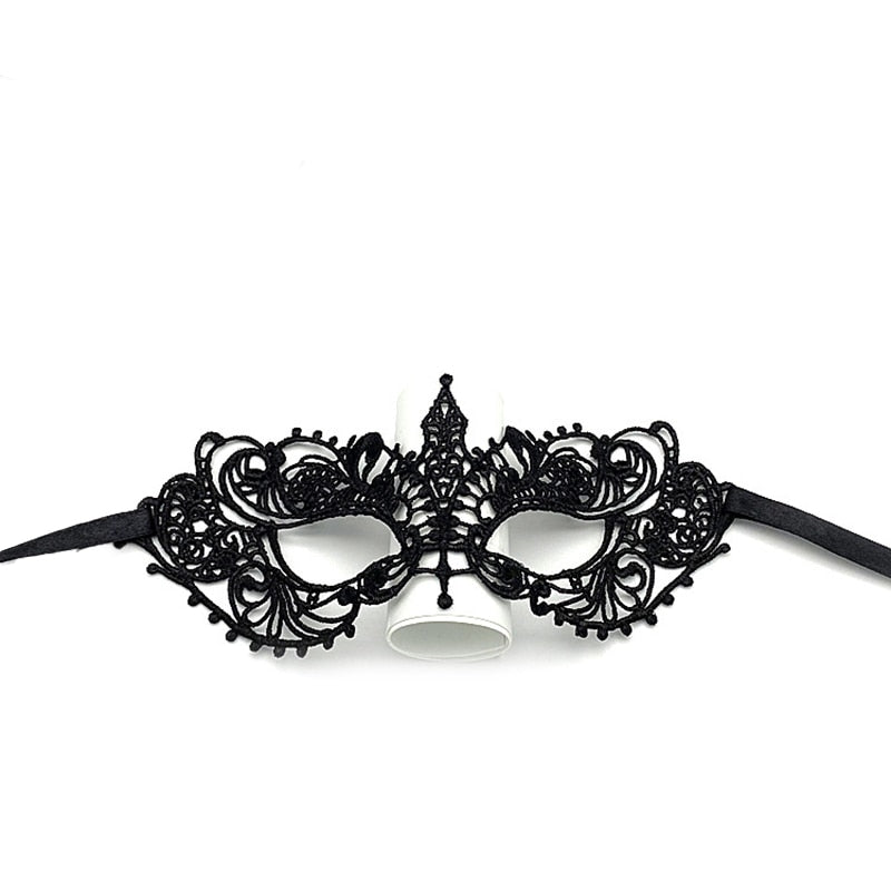 Women Hollow Lace Masquerade Face Mask Sexy Cosplay Prom Party Props Costume Halloween Masquerade Mask Nightclub Queen Eye Mask