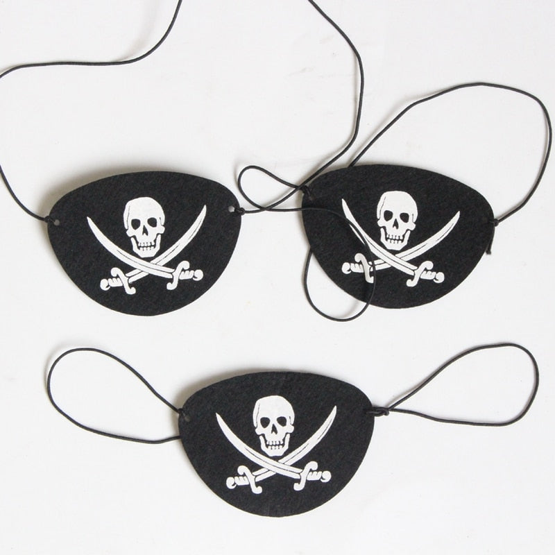 12Pcs Pirate Eye Patches Skeleton Eye Mask Felt One Eye Skeleton Captain Eye Patches for Halloween Pirate Theme Party Decoration