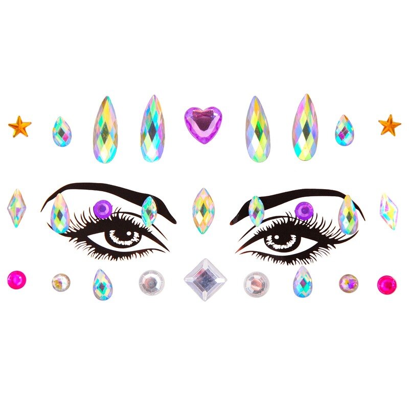 3D Acrylic Glitter Rhinestone Temporary Sexy Face Tattoo Sticker DIY Kids Holiday Party Masquerade Body Facial Jewelry Tattoo