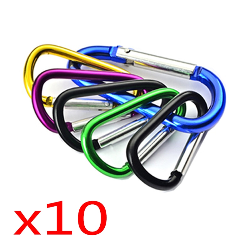 20Pcs Mini Carabiner Keychain Alluminum Alloy D-ring Buckle Spring Snap Clip Hooks Keychain Carabiner for Keys Camping Tools