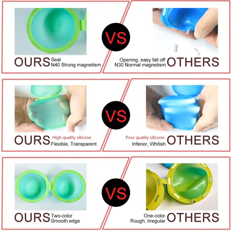 Magnetic Reusable Water Balloons Refillable Water Balloon Quick Fill Self Sealing Water Bomb Splash Balls for Kids Swimming Pool
