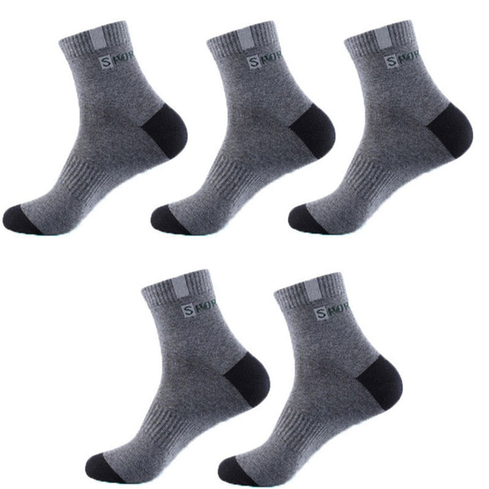 5Pairs Men Bamboo Fiber Autumn Winter Men Socks Breathable Cotton Sports Sock Breathable Deodorant Business Socks Size 37-45