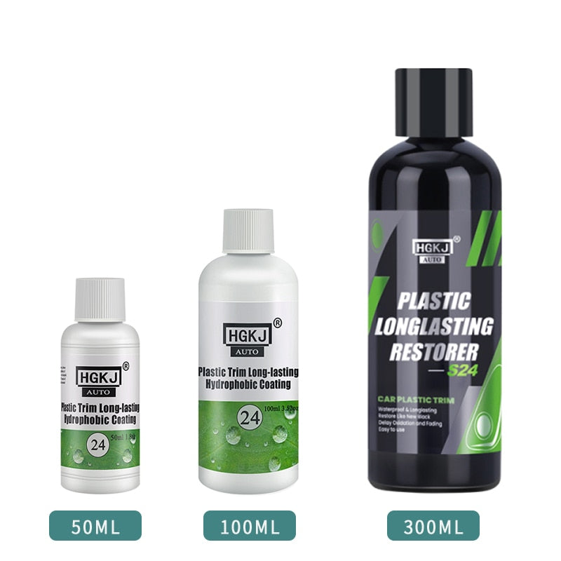 Plastic Renovator 50/100ML HGKJ 24 Coating For Auto Plastic Rubber Repair Clean Restore Gloss Black Shine Seal Brighten Retread