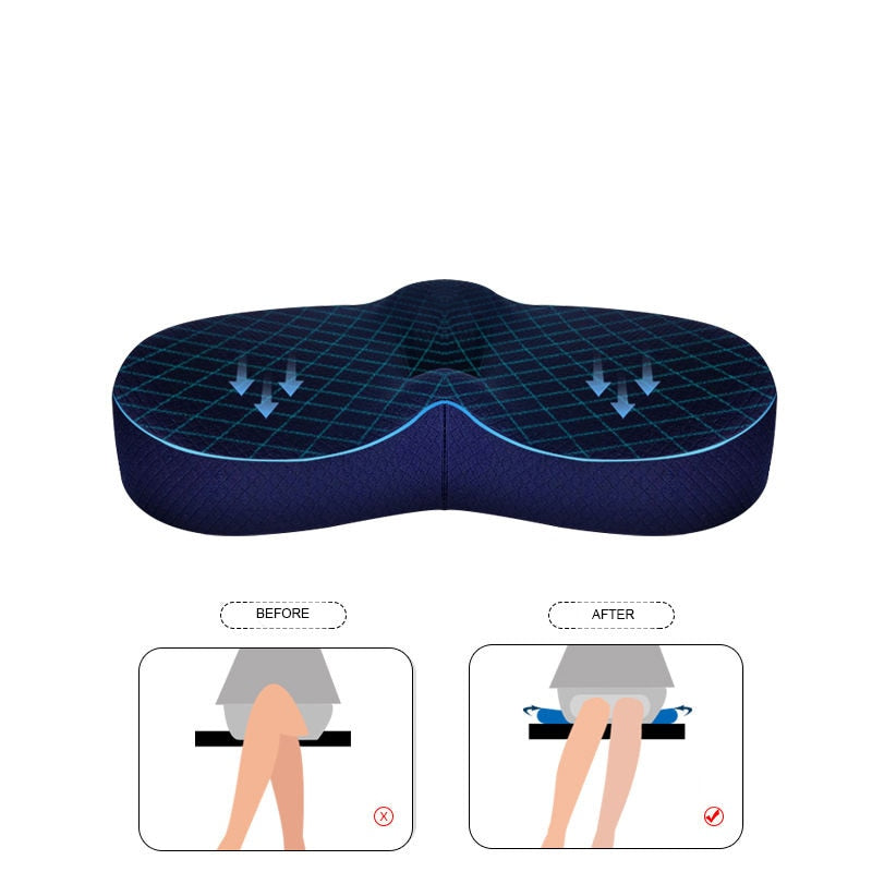 Seat Cushion Pillow Memory Foam Pad Back Pain Relief Contoured Posture Corrector for Car and Wheelchair Office Desk Chair TJ8470