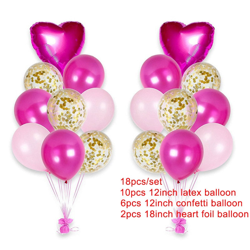 10pcs Multi Rose Gold Heart Foil Balloons Helium Balloon Kids Birthday Party Decorations Wedding Balloons Baby Shower Supplies