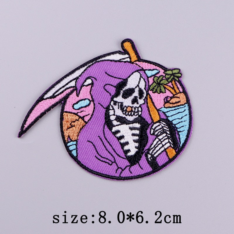 Horror Punk Embroidery Patch Iron On Patches For Clothing Embroidered Patches For Clothes Movie Role Fusible Patch Sticker Badge