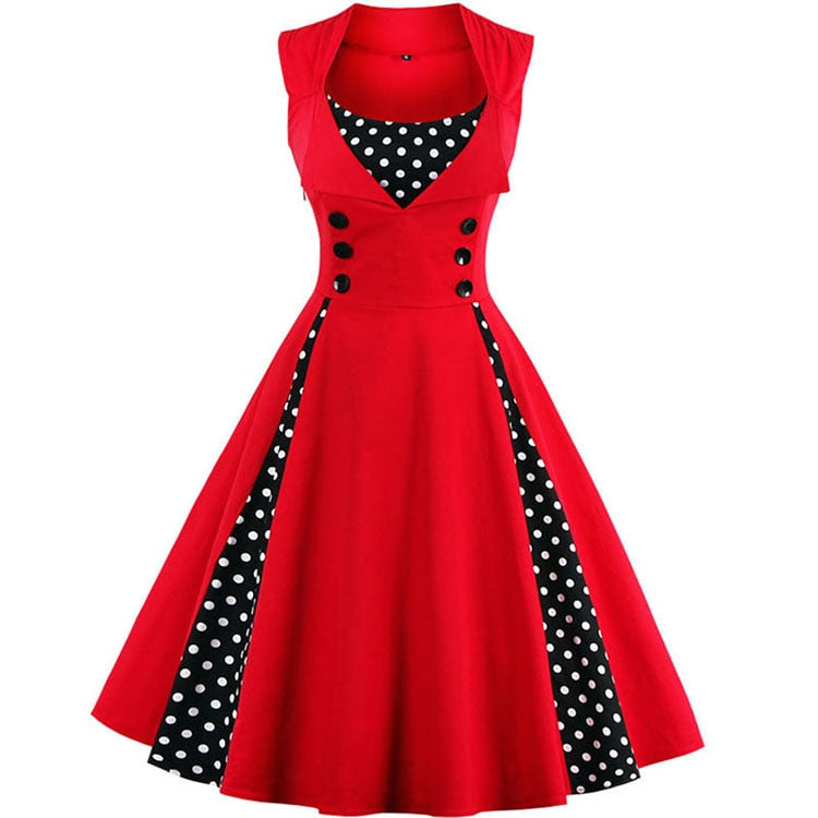 S-5XL Women Robe Retro Vintage Dress 50s 60s Rockabilly Dot Swing Pin Up Summer Party Dresses Elegant Tunic Vestidos Casual