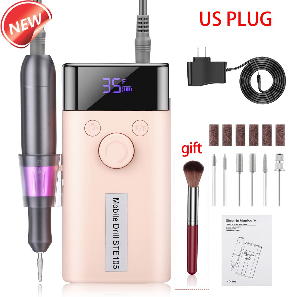 INBUTY 35000RPM Nail Drill Manicure Set Electric Nail Drill Machine Rechargeable Salon Gel Nail Polish Sander Professional Tool