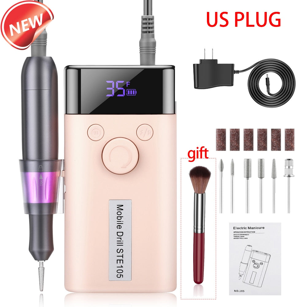 INBUTY 35000RPM Nail Drill Manicure Set Electric Nail Drill Machine Rechargeable Salon Gel Nail Polish Sander Professional Tool