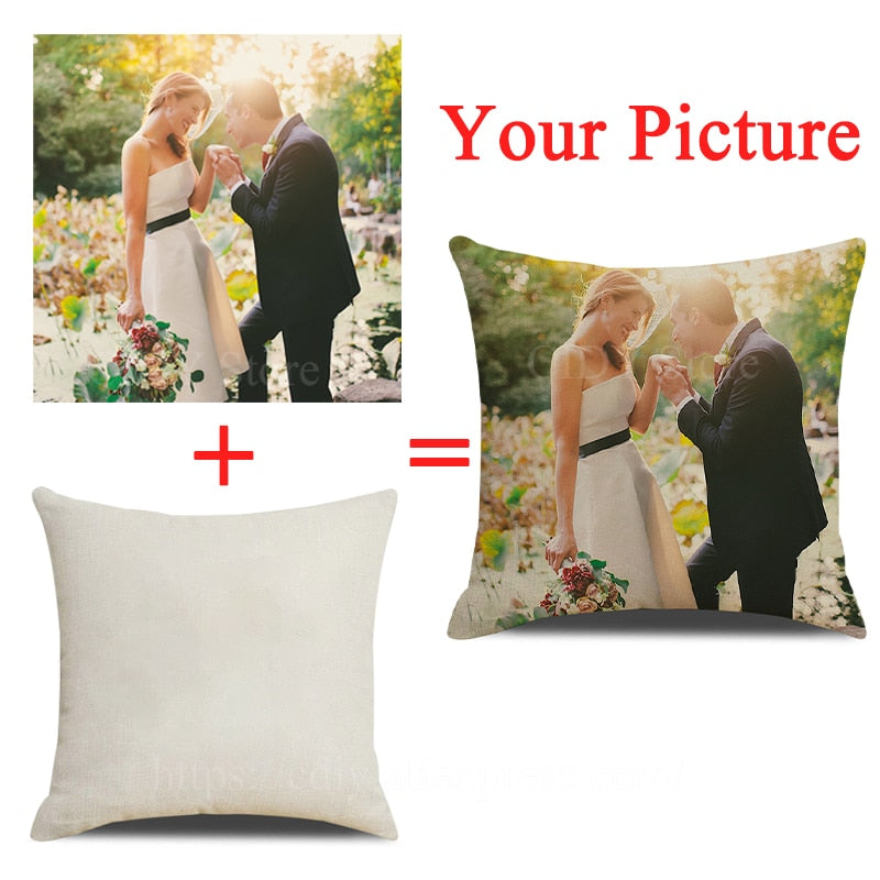Custom Photos Cushion Covers DIY Logo Personalized Pillowcase Family Photos Printing Pillow Cover Baby Kids Wedding Pets Photos