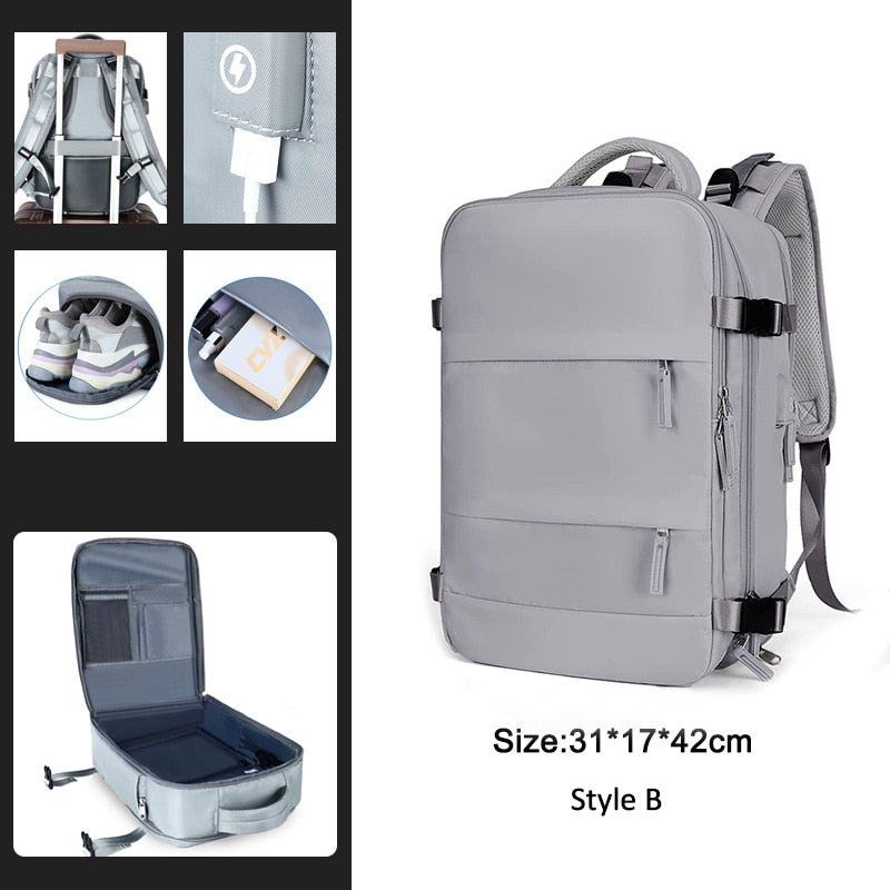 Extendible Travel Backpack Unisex Laptop Bag Women Large Luggage Bags Men's Students Business Trip USB Charge Mochila XA299C